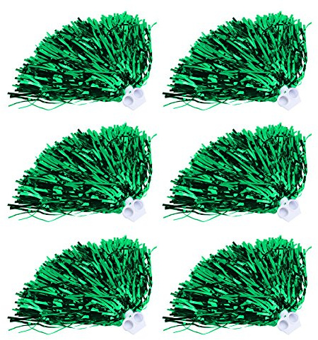 BORDSTRACT Pom Pom Cheerleader, 6 Pezzi Pompon Cheerleading in Lamina Metallica 7 Colori, per Ragazze. Bambini, Balli, Eventi Sportivi, Tifo, Party,(Verde)