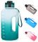 GEMFUL BPA-freie 2.2L Trinkflasche Groß - mit zeitmarkierung& Tragegriff - Auslaufsicher sporttrinkflasche -Ideal für Aktivitäten im Freien, Fitness und Camping（Cyan）