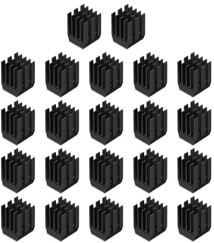 QUARKZMAN 22Stk 9x9x12mm Kühlkörper Aluminium Kühler Kühlkörper Kühlung mit Fester Aufkleber für Chip CPU Leistungstransistor FET IC Leistungsverstärker Schwarz