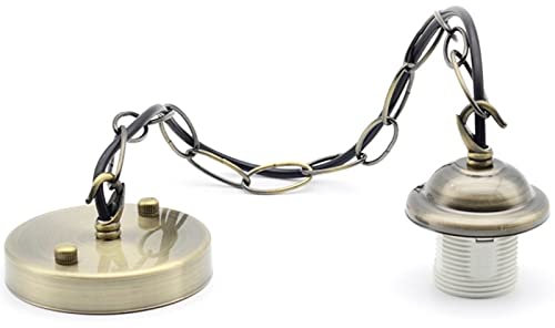 LORIER E27 Vintage Lamp Base Ceiling Rose Chain Pendant Light Bulb Holder Screw Socket Fitting Kit For Retro Incandescent Lamp holder (Color : Antique Brass, Size : E27)