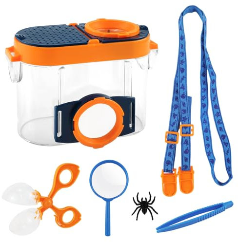 Ortviai Becherlupen für Kinder, Lupenglas für Kinder, Insekten Beobachtungsbox Forscherset, mit Lupe, Pinzette und Bug Catcher, für Camping, Naturerkundungen und Abenteuer
