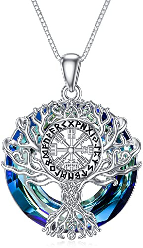 PROESS Saint Michael/onda öga/memento Mori/livets träd/brandman/treuds/Crucifix halsband 925 sterlingsilver viking hänge kedja smycken religiösa presenter för kvinnor män, 21 x 21 mm, Sterlingsilver