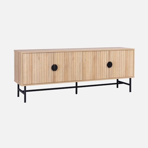 sweeek Mobile TV Nero Effetto Legno scanalato, 160cm Quercia - 157.5x39x60 cm