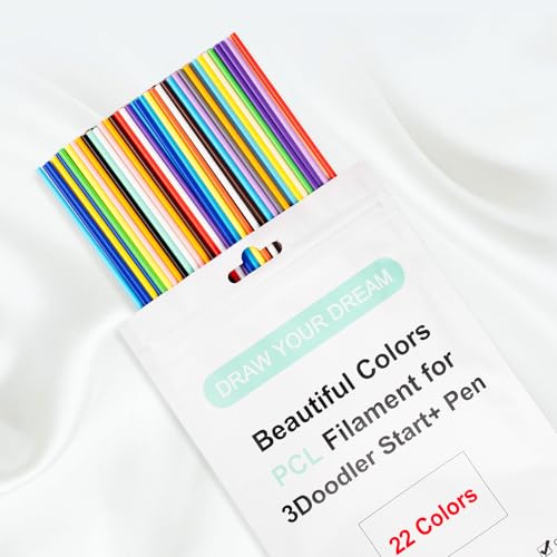 Kretrum 22 Colors 3D Doodler Pen Refills for 3Doodler Start+ 3D Pen Low Print Temperature 2.5mm PCL Filament Only for 3Doodler Start 3D Pen Each Color 15.2cm x 5 pcs Total 110 pcs