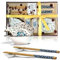 Finsink Set di stoviglie per sushi per 2 persone, 6 ciotole in ceramica, a forma di pesce, con motivo a fiori di prugna, perfetto come regalo per coppie o compleanno