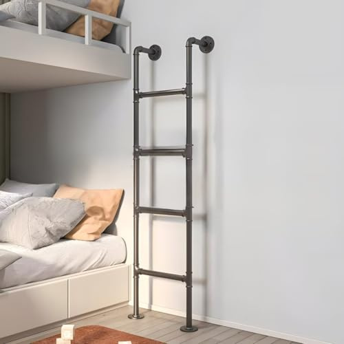 76in Home High Loft Attic Bed Step Ladders Basement Window Well Egress Ladder Fire Escape Ladder Wall Mounted Metal Bunk Bed Customizable Size for Home, Dormitories, and Commercial Use