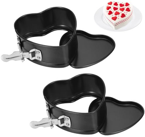 Zocipro 2Pcs Tortiera Apribile 12cm, Teglia per Torte a Forma di Cuore Antiaderente con Fondo Rimovibile, Mini Piccoli Stampi in Acciaio al Carbonio per Torte Cheesecake Pizze Quiche
