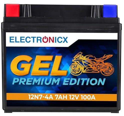 Electronicx 12N7-4A GEL 12V 7Ah 100A – underhållsfritt startbatteri, förseglat, läckagesäkert, kompakt & pålitligt – högpresterande GEL-batteri för skoter, motorcykel, fyrhjuling & gräsklippare