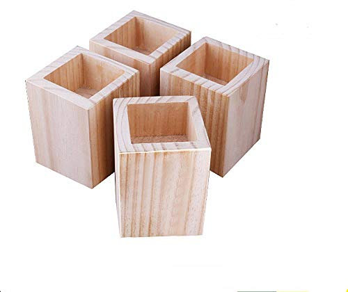 Trämöbler sänghöjare set med 4 elefantfötter lyftben för förvaring under sängen 15 cm lyfthöjd inre diameter 5 × 5 cm spår tunga sänghissar