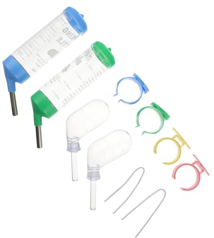HOUDERCO Lot de 4 Bouteilles d'eau en Plastique pour Hamster et Hérisson, Fixation Robuste à Cage, Facile à Observer Le Niveau d'eau, pour Petits Animaux Domestiques
