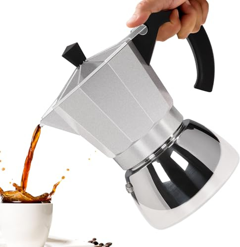 Vaolvpant No Coating 4 Cup Aluminum and Stainless Steel Moka Pot Stovetop