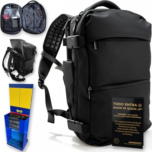 Mochila cabina al vacio 40x30x20 con bomba – Evita pagar equipaje: comprime tu ropa. Ideal para Ryanair y vuelos low-cost en escapadas de 3 a 5 días. Mochila de viaje premium con sistema de compresion