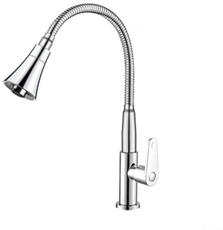 ZiStarlilife Rubinetto per lavello da cucina in acciaio inox con testa rotante multidirezionale, alimentazione acqua fredda ad alta pressione, tubo di ingresso flessibile da 60 cm