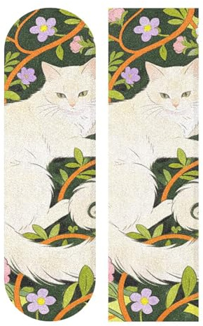 WDdZzyy William Morris White Cat Griptape Rolle Skateboard, rutschfestes Griptape für Roller, 84 x 22,9 cm, Weiß