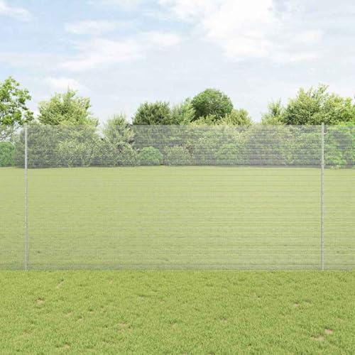 Valla de estacas para el jardín, valla decorativa con postes plateados, 1,5 x 50 m, acero