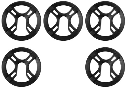 DIYEAH Protector de Plato de Bicicleta 42t 4 Orificios Plástico Negro 5 Unidades Cubierta Resistente para Ciclismo Carretera y Montaña Protección Cadena Juego de Bielas