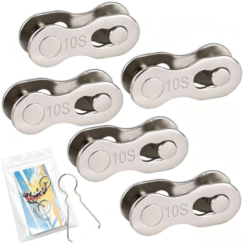 Maillon Rapid de Chaîne 10 Vitesses - 5 Paires (10 Pièces) de Maillons + Pince à Maillon - Compatible avec Shimano/SRAM/KMC - Pour Vélo de Route & VTT