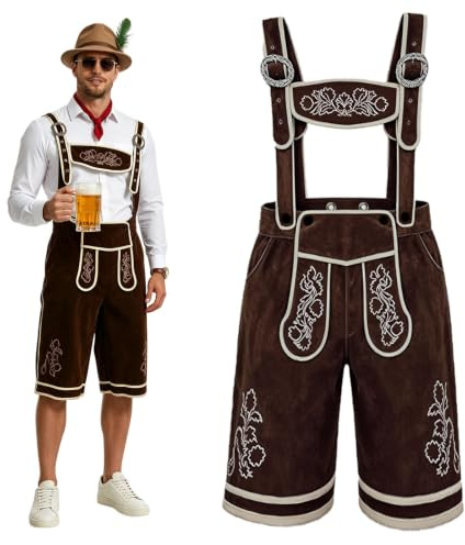 HZVRTN Salopette marron pour homme, bretelles amovibles, tenue de festival de bière