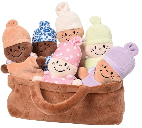 Creative Minds Basket of Babies Soft Baby Dolls, Sensory Toys, Multicultural, Diversity, Inclusion and Social Emotional Learning, Baby Toys for All Ages, Set of 6 Plush Dolls, Multicolor