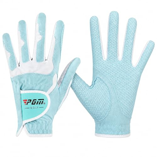 Guantes de golf PGM para mujeres, 1 par (4 opciones de color), sistema de agarre mejorado, fresco y cómodo, XS, Azul