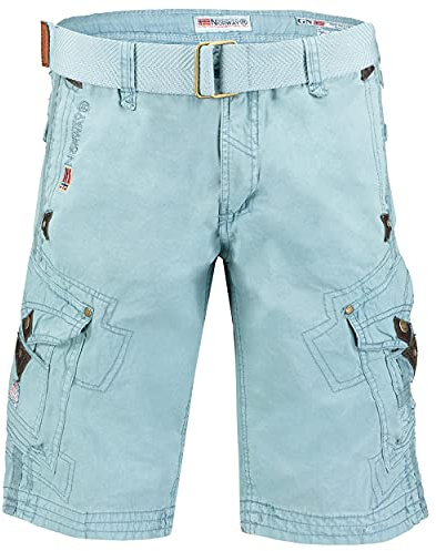 Geographical Norway panoramique män – bermudashorts herr sport cargo – shorts bermudas kort A bälte normalt snitt – man vår sommar, Skidor blå, 3XL