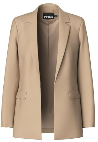 PIECES Pcbozzy Ls Loose Blazer Noos Bc, Blazer Mujer, Marrón (Silver Mink), M
