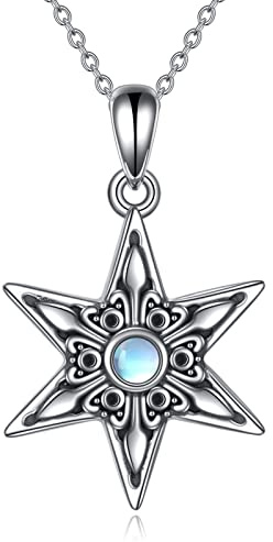 DAYLINLOVE Davidsstjärna Halsband 925 Sterling Silver Moonstone Hexagram Hänge Halsband Judiska Hedniska Smycken Gåvor för Kvinnor Män Unisex David Star Of David Lover