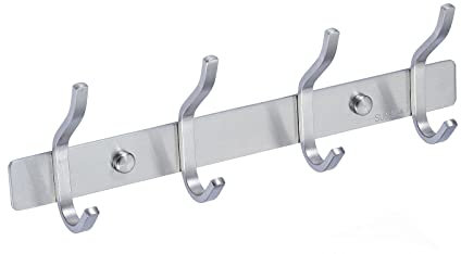 QNIIAED Coat Hooks Wall Mounted,Back of Door Hooks Screw in Metal Heavy Duty Stainless Steel Hanger for Towel,Coat,Robe,Key,Hat,clothes,Bathroom,Bedrooms（Brushed Silver Nickel)