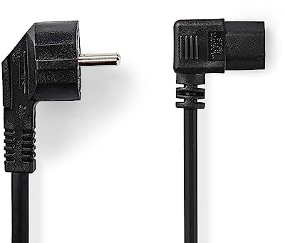 NEDIS strömkabel | Skyddskontakt | IEC-320-C13 | vinklad | vinklad | nickelpläterad | 2,00 m | rund | PVC | svart | plastpåse