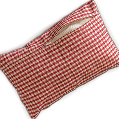 Örtkudde 30 x 20 cm, ekologiskt överdrag röd-vit ekologisk inlett natur – doftkudde – 8 örterkuddar med salvia, anis, kamomill, pepparmynta, timjan, rosmarin, melissa, lavendel