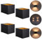 SSC-LUXon EPITA Treppenleuchte Innen schwarz 4er Set - Wandlampe Gold Vintage Up & Down Lampe inkl. LED G9 Leuchtmittel 3W