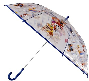 CYPBRANDS Paw Patrol- Paraguas infantil, Manual, Paraguas para niños y niñas, Con 8 varillas y tubo metálico de gran resistencia, Transparente, Producto oficial