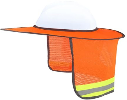 Topbuti Casque de protection solaire à bord intégral en maille, haute visibilité, réfléchissant, protection du cou pour accessoires de casque de sécurité (orange)