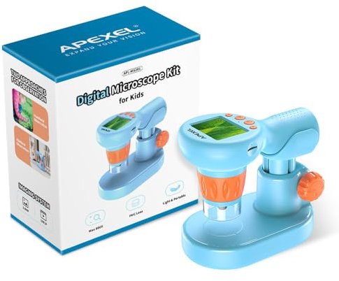 -MS201 Microscopio ottico 800X Binocolo professionale portatile Schermo a colori IPS da 2,0 pollici con luce di riempimento regolabile a 3 velocità Kit di esperimenti scientifici impostabili in