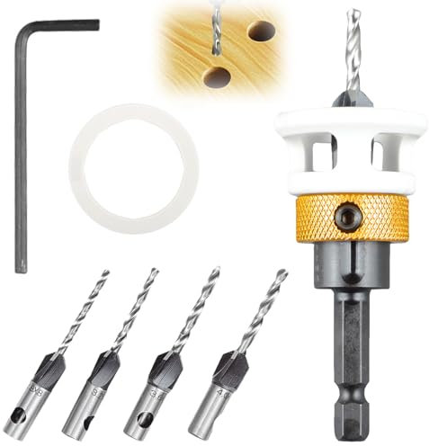 Juego de brocas avellanadoras cónicas, 6 unidades con tope de profundidad, avellanador para madera con vástago hexagonal 1/4, broca en espiral con avellanador, juego de brocas avellanadas, de HSS-M2