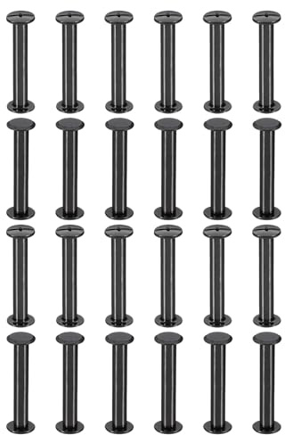 PATIKIL 24 Sets Chicago Screws, 32mm l Chicago Screws Phillips Binding Post Screw Bolts Leather Rivets Fasteners Connectors for Leather Belt Scrapbook Photo Albums, Black