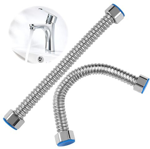 2 Stück Flexschlauch 1/2 Zoll, 20cm G1/2 x G1/2 Edelstahl Wellrohr, Panzerschlauch, Anschlussschlauch Armatur, Flexibler Versorgungsschlauch Aus Edelstahl, für Wasserhähne, Wasserzulaufschläuche