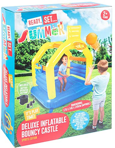Deluxe Inflatable Bouncy Castle - Features: Repair Kit Included, Folds Away For Storage, Takes Approx 5 Mins To Inflate, Outdoor Use Only - Max Weight: 85kg - Weight: 3.85kg