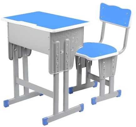 ZYWMZJ Height-Adjustable Kids Study Desk And Chair Set - Dual Seating Option With Storage And Safety Features For Classroom And Home Use(B)