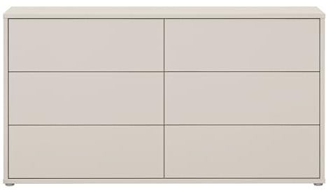 Forte Alice Springs Kommode 150 160, Moderne Kommode mit 3 Schubladen, Schlafzimmer, Wohnzimmer, Holzwerkstoff, Kaschmir Beige, 154,5 cm breit x 83,1 cm hoch x 34,9 cm tief