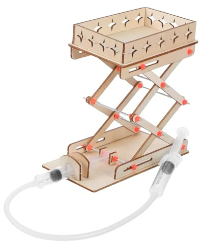 FUNOMOCYA Set Fai da Te Piattaforma Elevatrice Idraulica in Legno Supporto da Tavolo Kit Scientifico Educativo per Esperimenti Scientifici Apprendimento Stem per Casa e Scuola