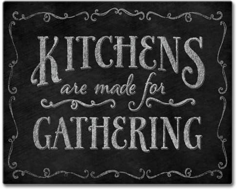 Chalk It Up Kitchens are Made for Gathering Tempered Glass Large Cutting Board by Highland Graphics
