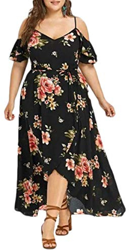 Taigood Robe Maxi Fendue à imprimé Floral Boho Grande Taille pour Femmes