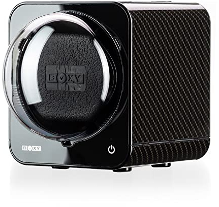 Abest Boxy Watch Winder for Automatic Watches with Vertical Rotor Stop (with AC Adapter, Carbon)