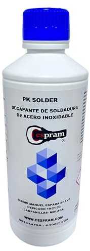 CESPRAM - PK SOLDER Profesional - Decapante para Soldadura de Acero Inoxidable 1 L, Limpiador de Óxido y Suciedad, Desengrasante y Desoxidante para Metales -