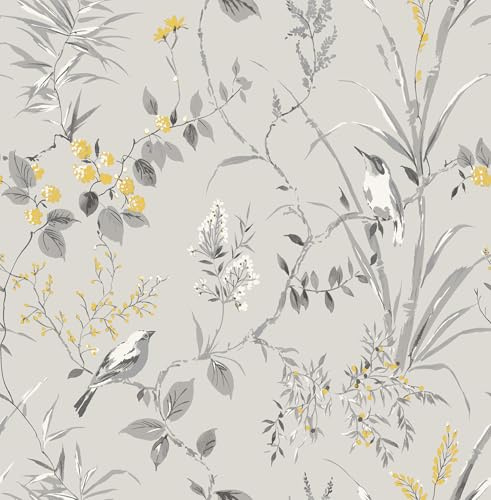 Mariko Grey/Yellow Wallpaper