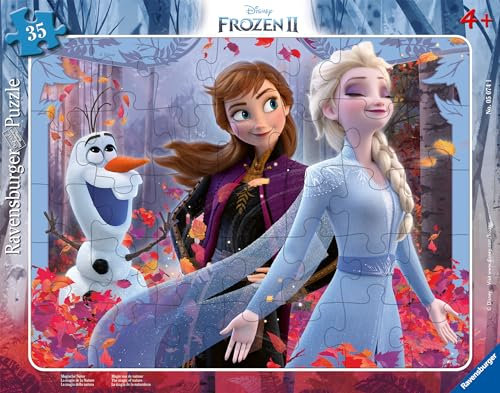 Ravensburger Kinderpuzzle - 05074 Magische Natur - Rahmenpuzzle für Kinder ab 4 Jahren, Disney Frozen Puzzle mit Anna und ELSA, mit 35 Teilen