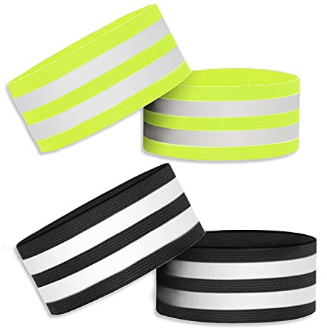 4 Reflexgurte, Reflexarmband Reflexarmbänder in Zwei Farben, Outdoor geeignet zum Reiten, Laufen, Selbstklebende Sicherheitsgurte.