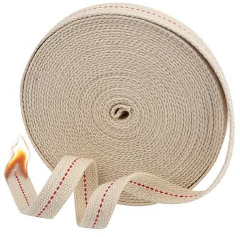 SWATOM Oil Lamp Wicks 33 Feet Roll 3/4 inch Oil Wick for Lamps Cotton Lantern Kerosene Wick Replacement with Genuine Red Stitch