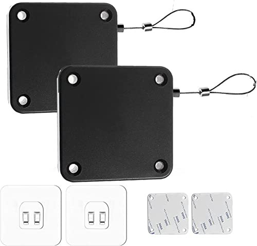 CAM2 Cierrapuertas automático 2 unidades, cierrapuertas automático con sensores, sin agujeros, con cordón, cierrapuertas que se cierran automáticamente la mayoría de las puertas (negro, 800 g)